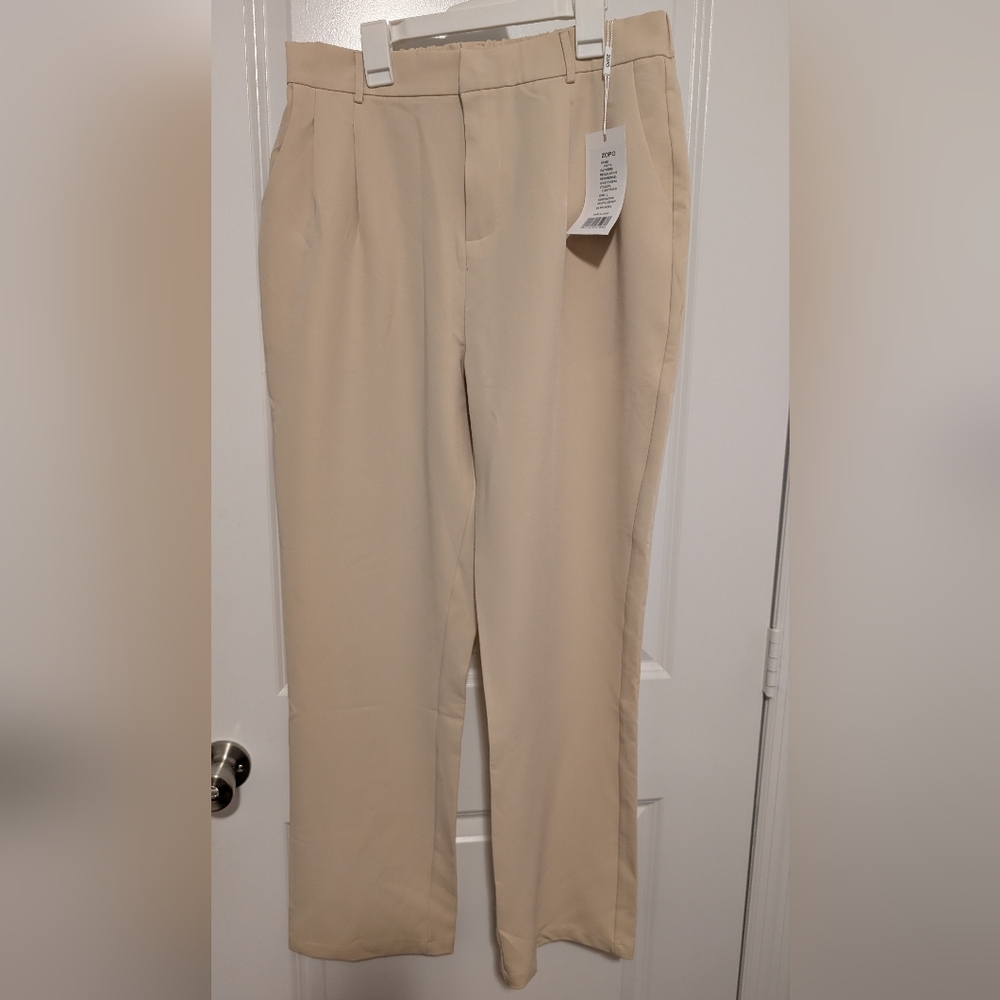 Beige Pleated Trousers